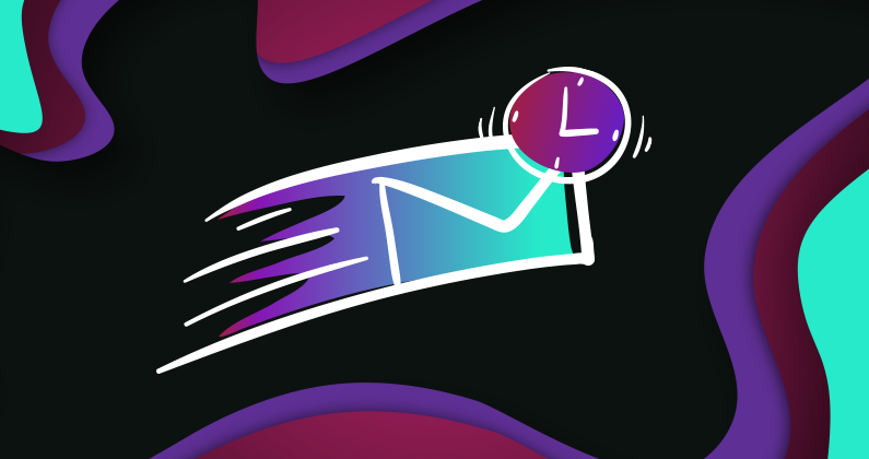 Vector icon of an email and a clock in a hand drawn style
