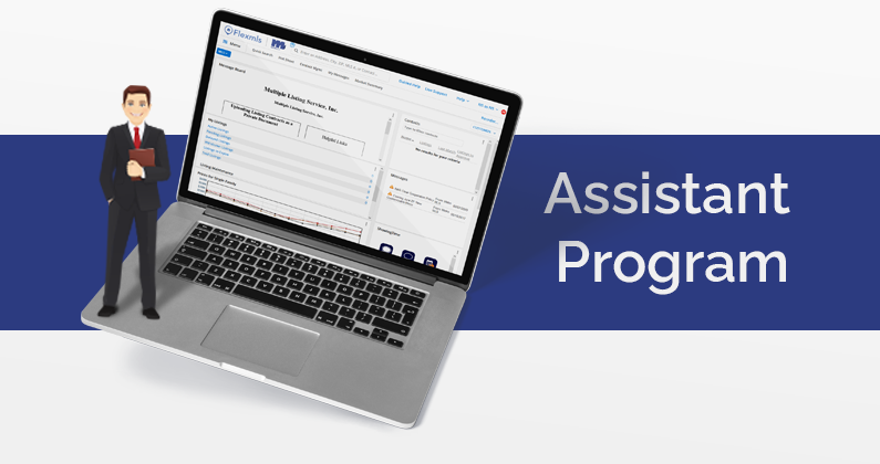 Small vector assistant standing on a laptop