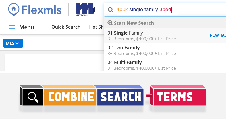Combining Search Criteria in the Quick Launch Bar