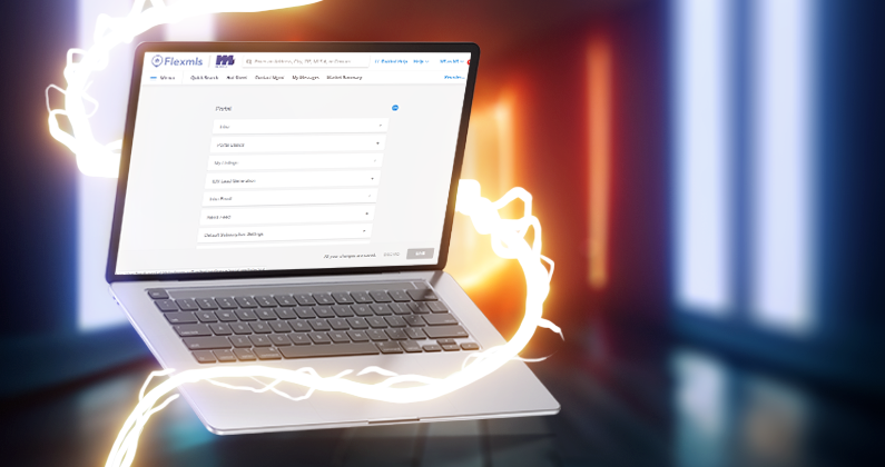 A laptop displaying portal preferences with a portal behind it