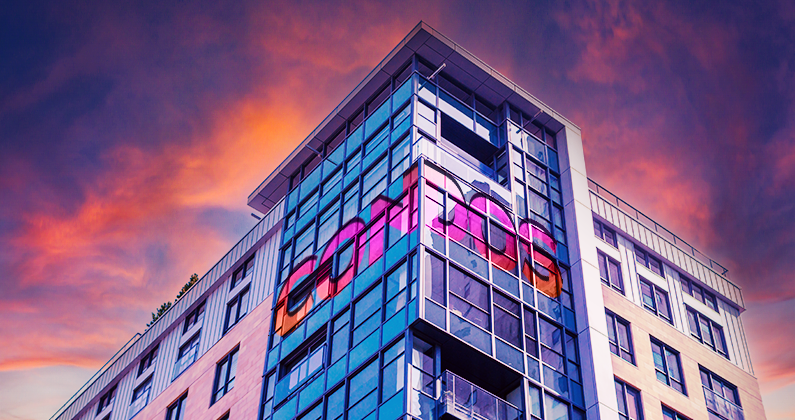 An image of a Condo during a sunset