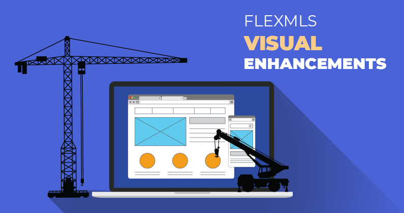 Two vector construction vehicles and a website