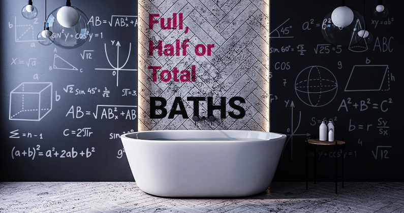 An image of a bathtub with math equations on the wall
