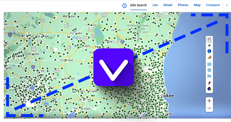 Flexmls Milwaukee Map with the Expand icon illuminated