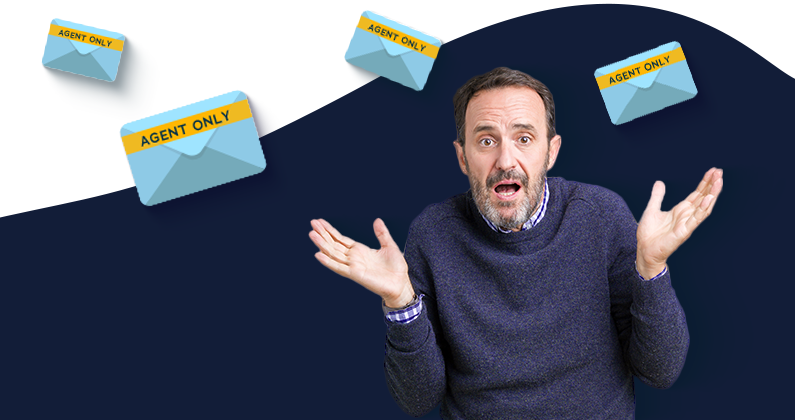 A middle aged man confused at getting emails with "agent only" written