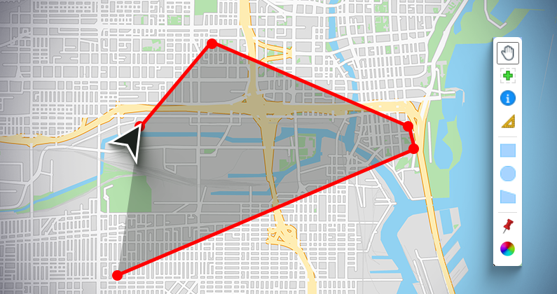 A map overlay being created over a map of milwuakee