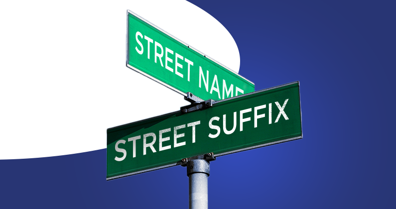 A street sign with the words "Street Name" and "Street Suffix"