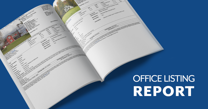 An office listing report mockup