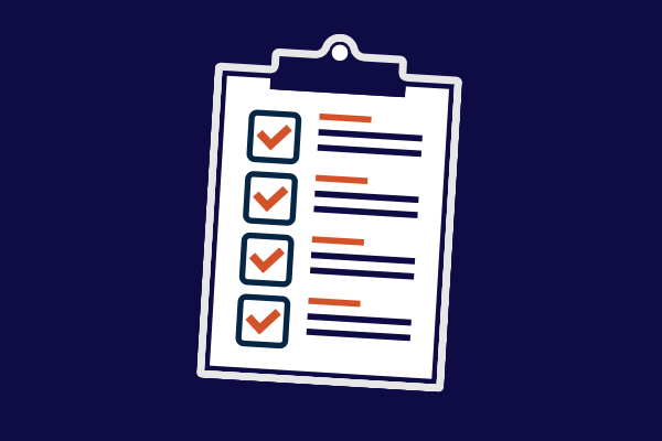 A clipboard with a completed checklist